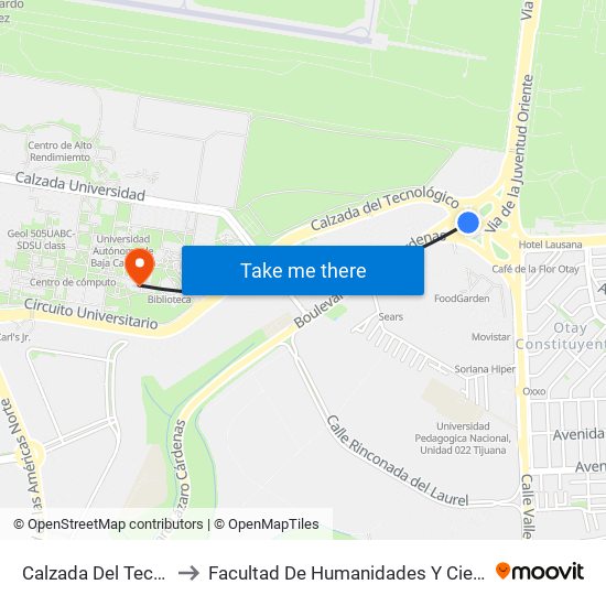 Calzada Del Tecnológico to Facultad De Humanidades Y Ciencias Sociales map