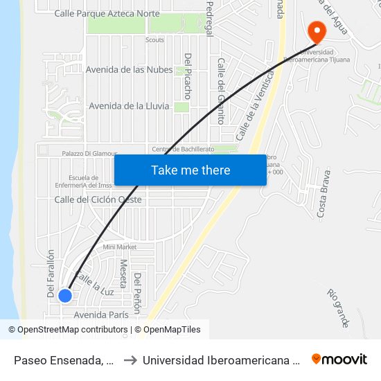 Paseo Ensenada, 3224 to Universidad Iberoamericana Tijuana map