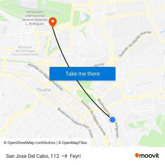 San Jose Del Cabo, 112 to Feyri map