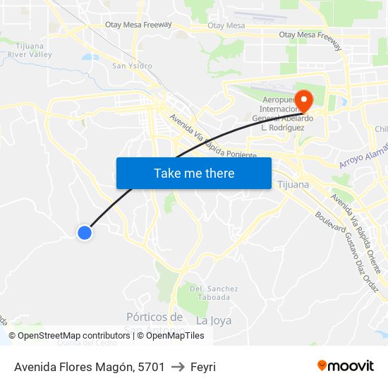 Avenida Flores Magón, 5701 to Feyri map