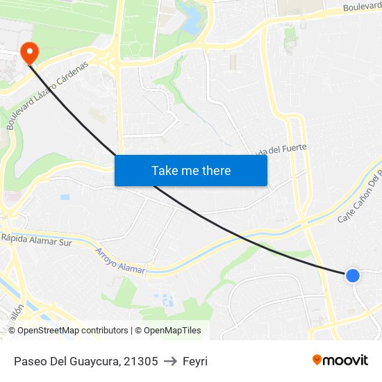 Paseo Del Guaycura, 21305 to Feyri map