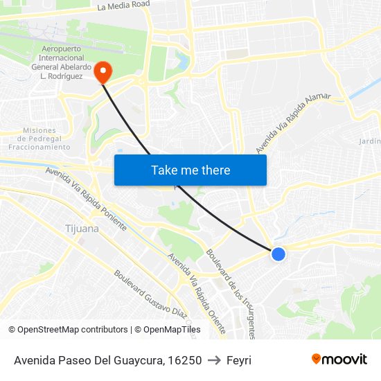 Avenida Paseo Del Guaycura, 16250 to Feyri map