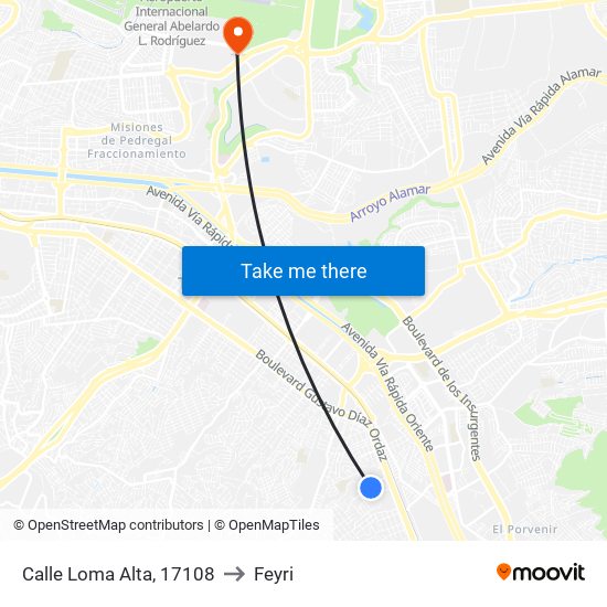 Calle Loma Alta, 17108 to Feyri map