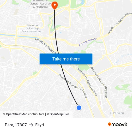 Pera, 17307 to Feyri map