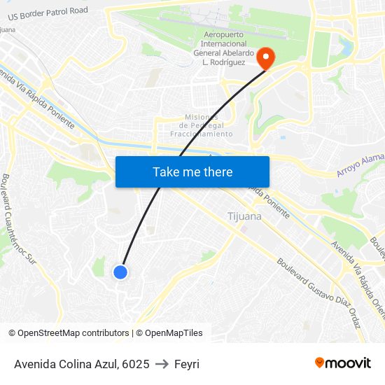 Avenida Colina Azul, 6025 to Feyri map