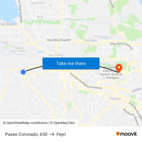 Paseo Coronado, 650 to Feyri map