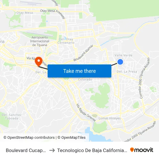 Boulevard Cucapah, 477_15 to Tecnologico De Baja California Campus Tijuana map