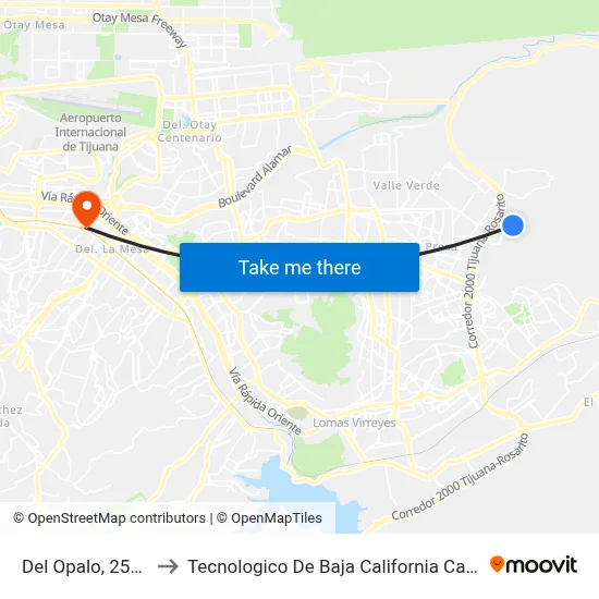 Del Opalo, 25259_79 to Tecnologico De Baja California Campus Tijuana map