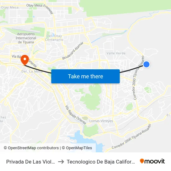 Privada De Las Violetas, 28286_7 to Tecnologico De Baja California Campus Tijuana map