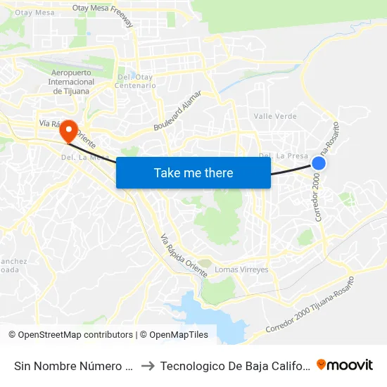 Sin Nombre Número 1356, 24366_E47 to Tecnologico De Baja California Campus Tijuana map