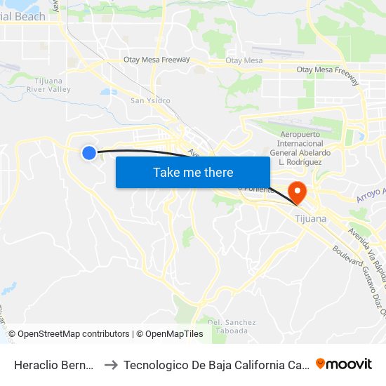 Heraclio Bernal, 4751 to Tecnologico De Baja California Campus Tijuana map