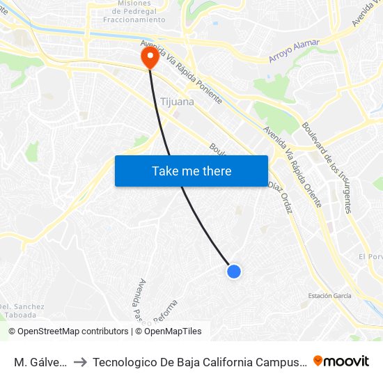 M. Gálvez, 3 to Tecnologico De Baja California Campus Tijuana map
