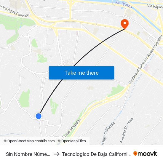 Sin Nombre Número 616, 5867 to Tecnologico De Baja California Campus Tijuana map