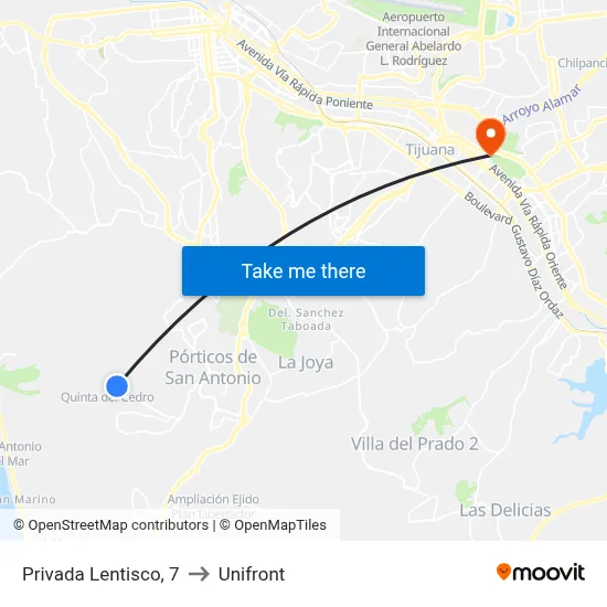 Privada Lentisco, 7 to Unifront map
