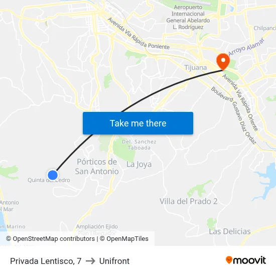Privada Lentisco, 7 to Unifront map