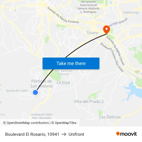 Boulevard El Rosario, 10941 to Unifront map