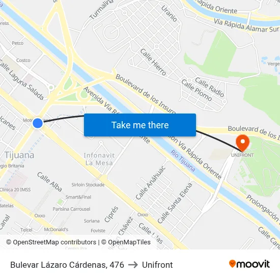 Bulevar Lázaro Cárdenas, 476 to Unifront map