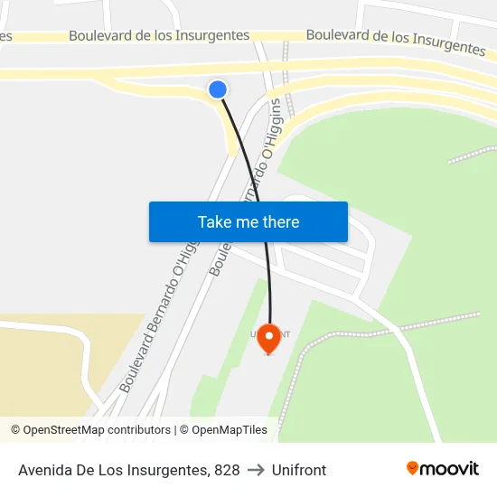 Avenida De Los Insurgentes, 828 to Unifront map