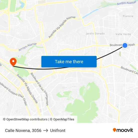 Calle Novena, 3056 to Unifront map