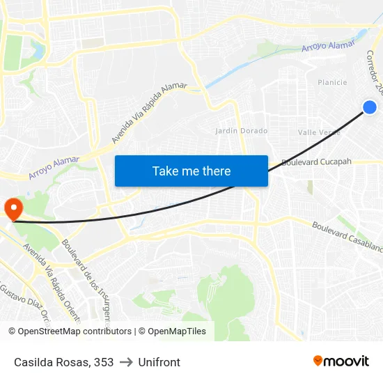 Casilda Rosas, 353 to Unifront map