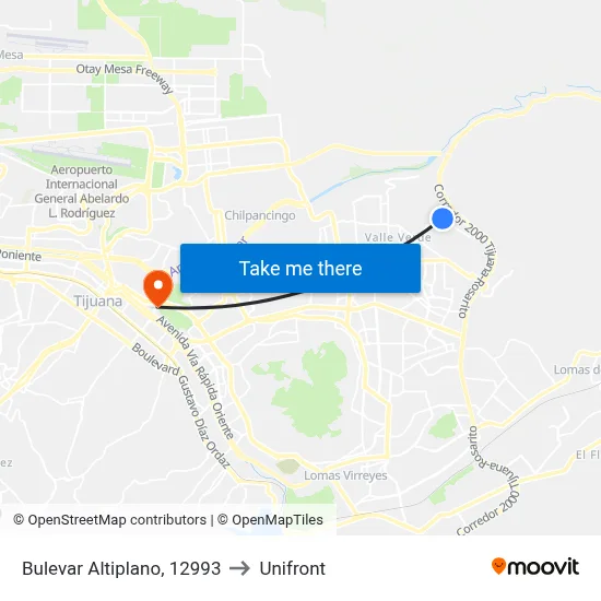 Bulevar Altiplano, 12993 to Unifront map