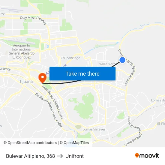 Bulevar Altiplano, 368 to Unifront map