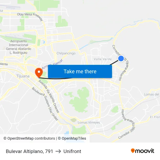 Bulevar Altiplano, 791 to Unifront map
