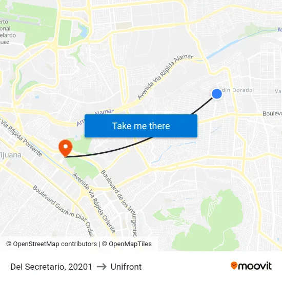 Del Secretario, 20201 to Unifront map