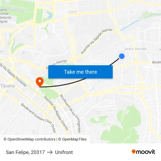 San Felipe, 20317 to Unifront map