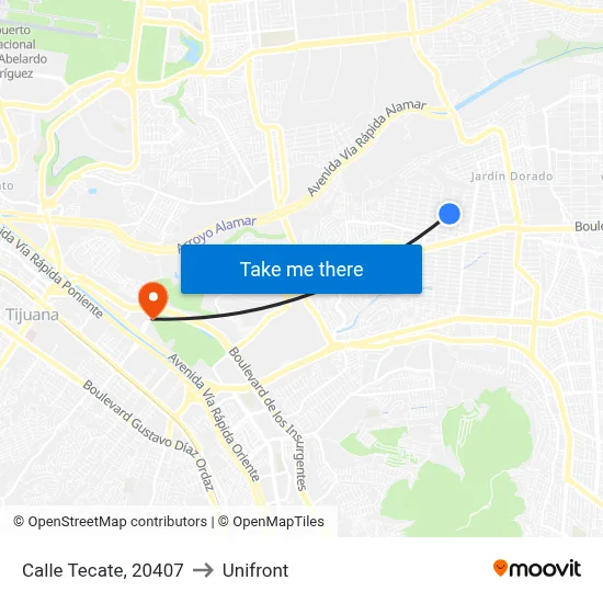 Calle Tecate, 20407 to Unifront map