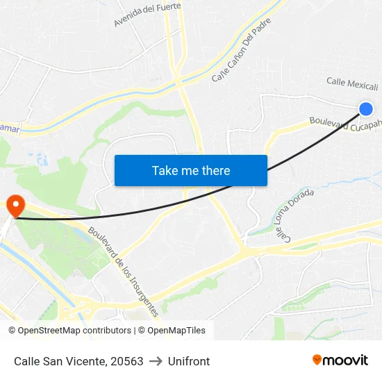 Calle San Vicente, 20563 to Unifront map