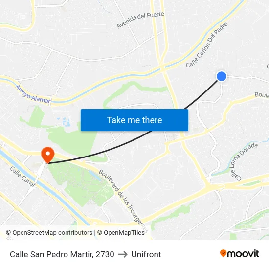 Calle San Pedro Martir, 2730 to Unifront map