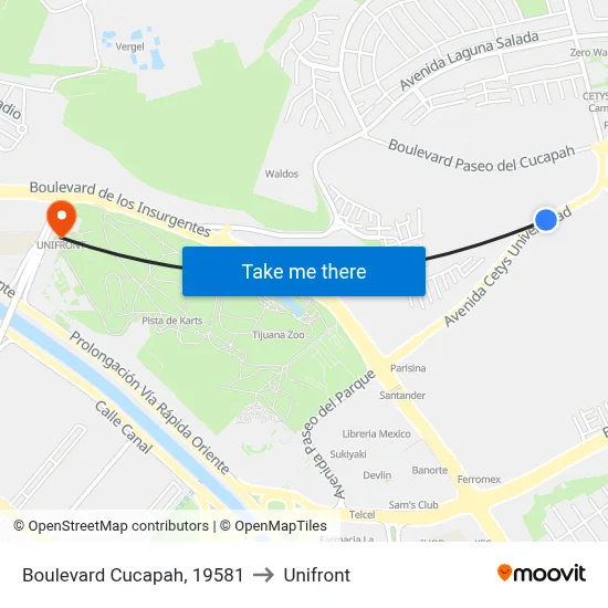 Boulevard Cucapah, 19581 to Unifront map
