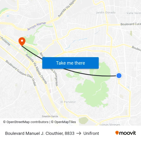 Boulevard Manuel J. Clouthier, 8833 to Unifront map