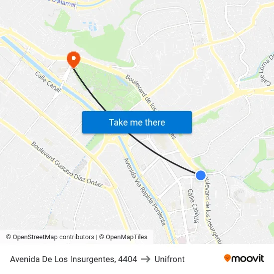Avenida De Los Insurgentes, 4404 to Unifront map