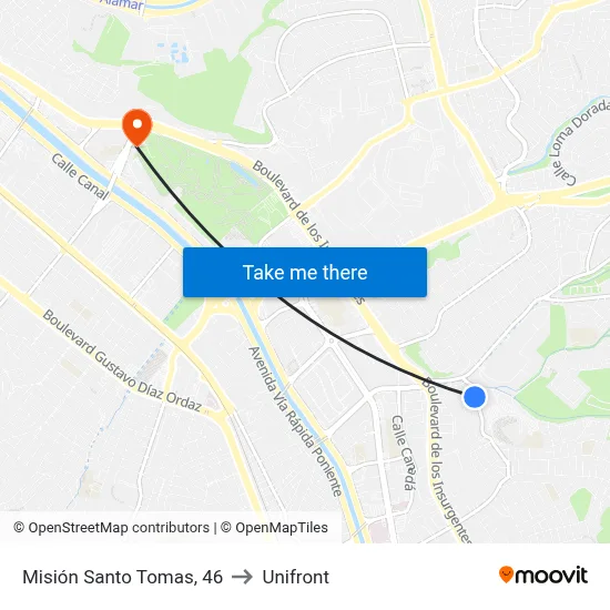 Misión Santo Tomas, 46 to Unifront map