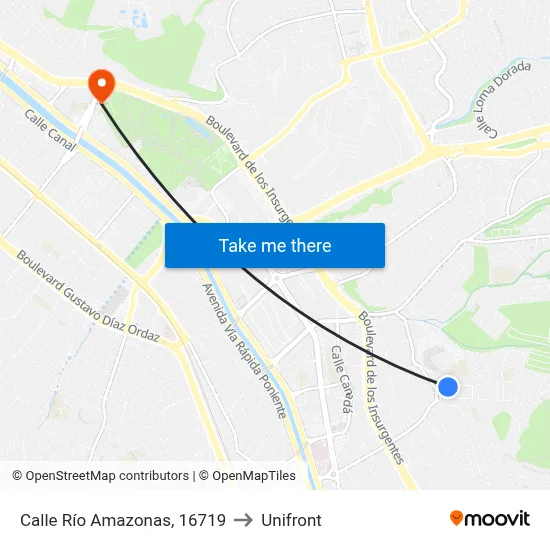 Calle Río Amazonas, 16719 to Unifront map