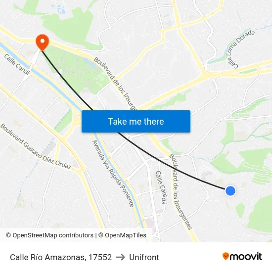 Calle Río Amazonas, 17552 to Unifront map