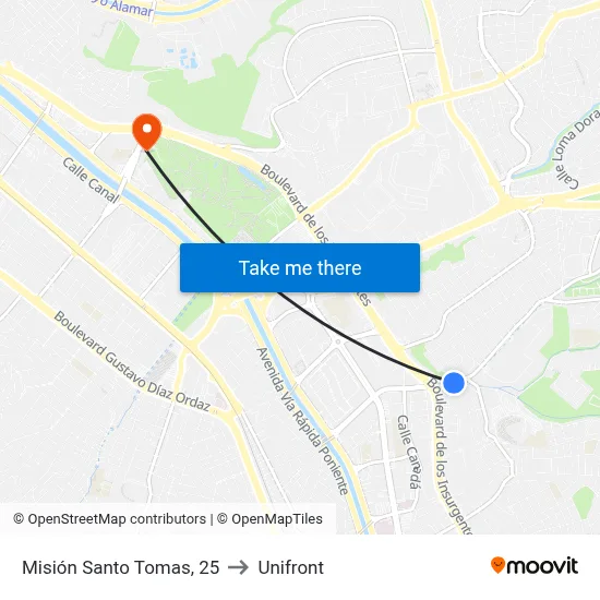 Misión Santo Tomas, 25 to Unifront map