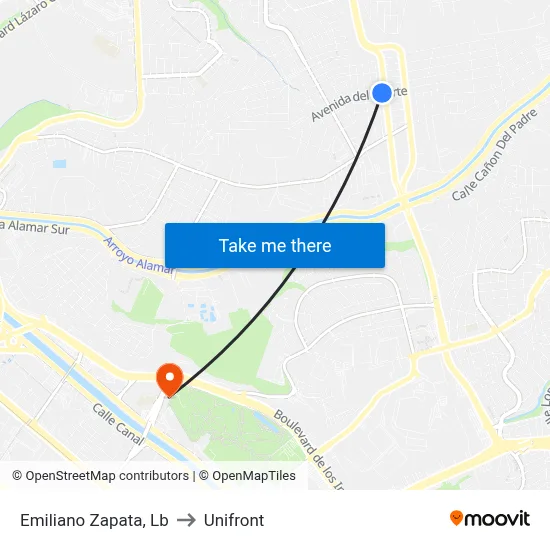 Emiliano Zapata, Lb to Unifront map