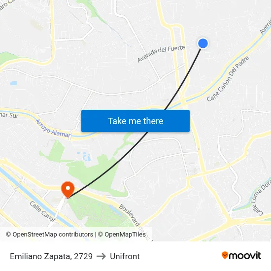 Emiliano Zapata, 2729 to Unifront map