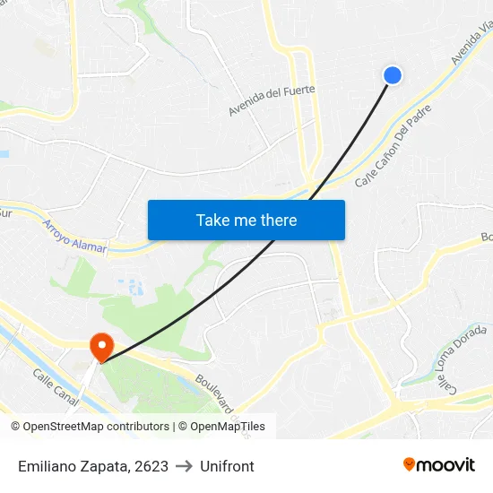 Emiliano Zapata, 2623 to Unifront map