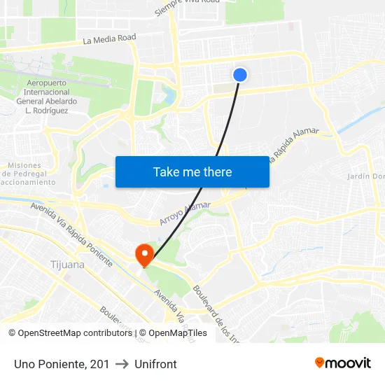 Uno Poniente, 201 to Unifront map