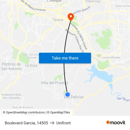 Boulevard Garcia, 14505 to Unifront map