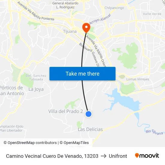 Camino Vecinal Cuero De Venado, 13203 to Unifront map