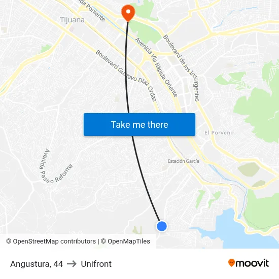 Angustura, 44 to Unifront map