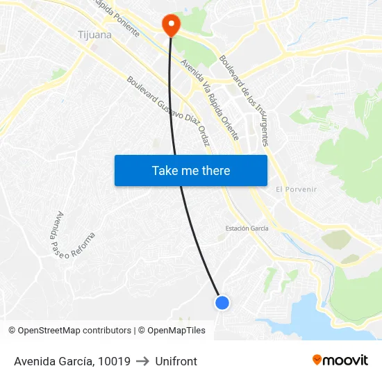 Avenida García, 10019 to Unifront map