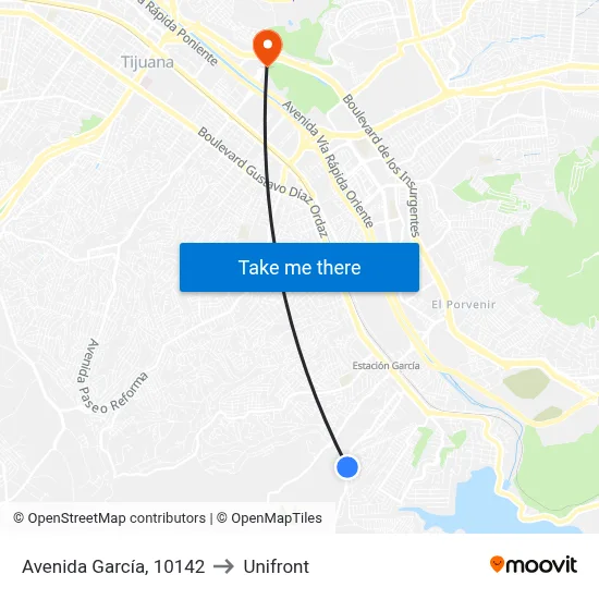 Avenida García, 10142 to Unifront map