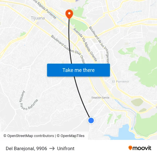 Del Barejonal, 9906 to Unifront map