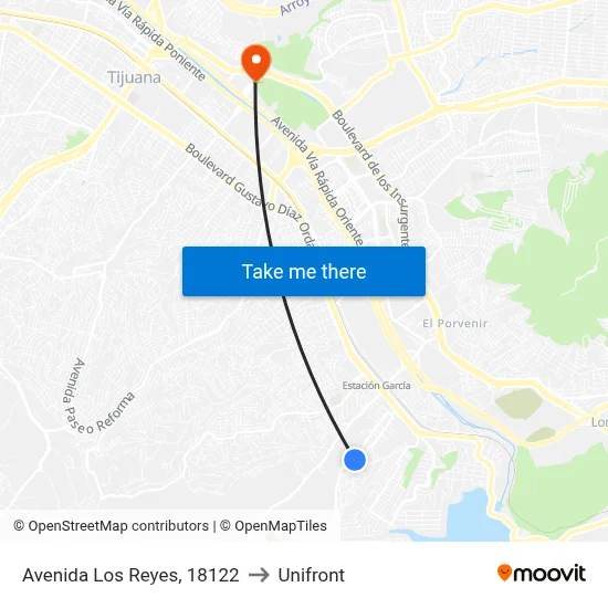 Avenida Los Reyes, 18122 to Unifront map